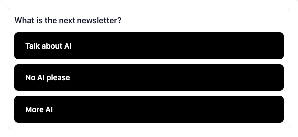 Buttons survey with three equal-width stacked answers